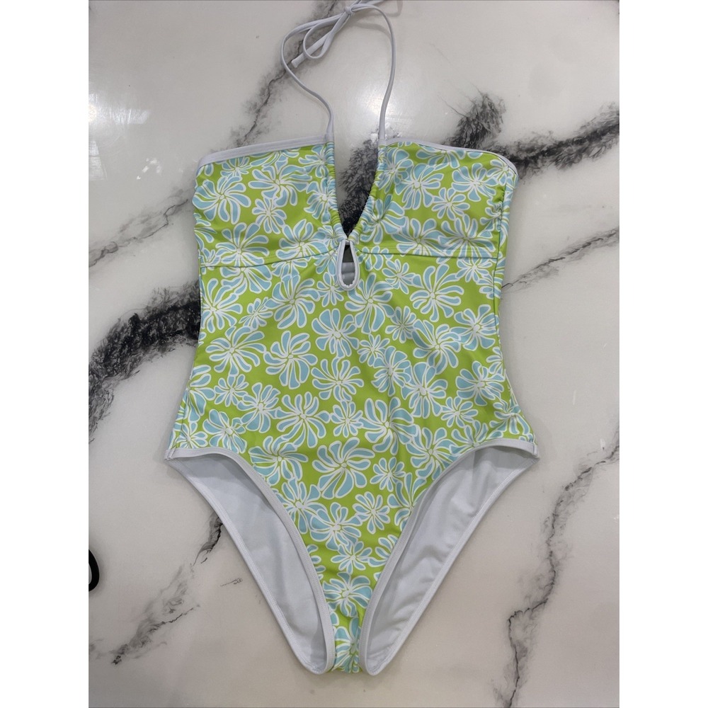 Ninety-Nine Degrees Swimsuit  Womens Size L One Piece Cut Out Halter Floral